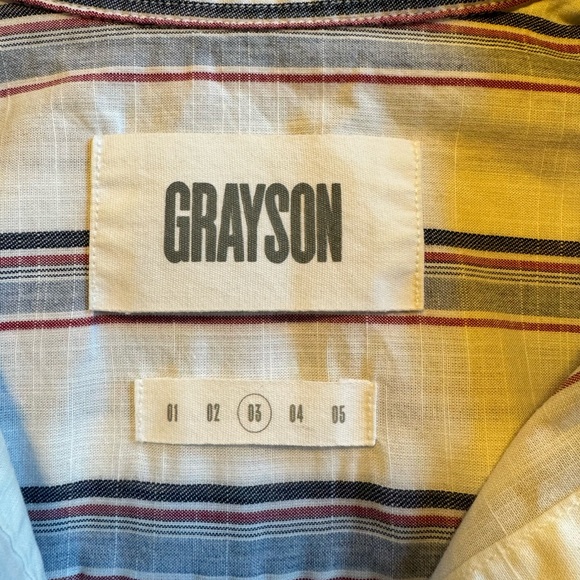 GRAYSON Blue and White Stripe THE HERO Long sleeve Cotton Button Up Top 3 - Picture 7 of 10